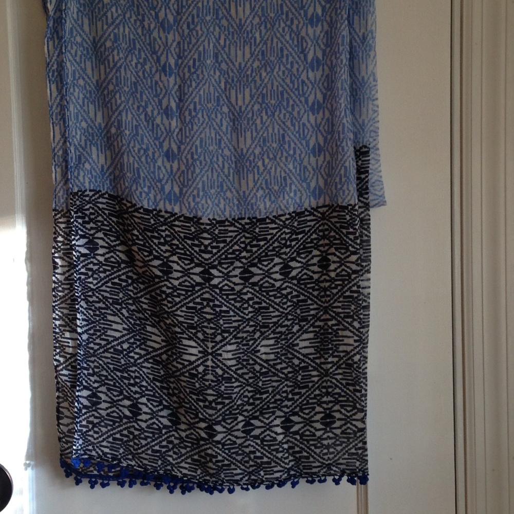 Blue and Black Print Scarf/ Wrap